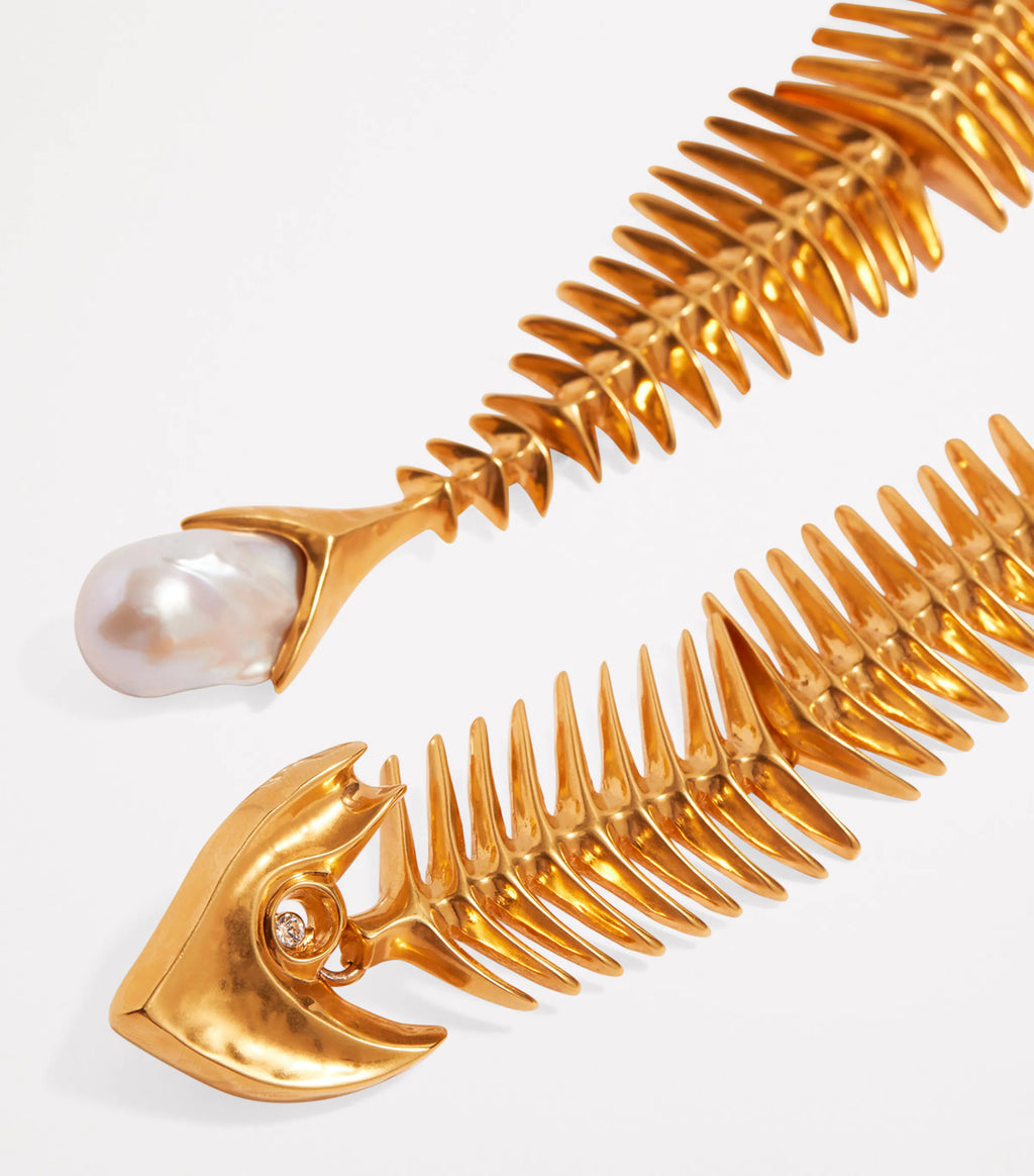 Fishbone pearl Earring