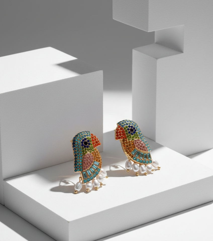 The Rio Mosaic Parrot Studs