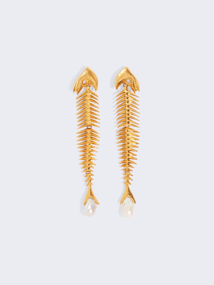 Fishbone pearl Earring